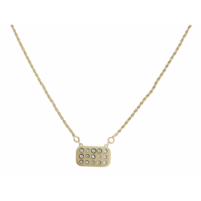 16-20" Gold Rounded Rectangle With Clear Crystals Necklace--Lemons and Limes Boutique