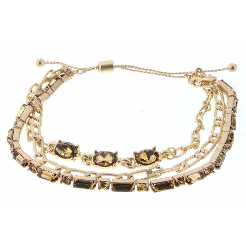 Bella Bracelet - Layered Gold with Oval Casted Smoke Crystals-Bracelet-Lemons and Limes Boutique