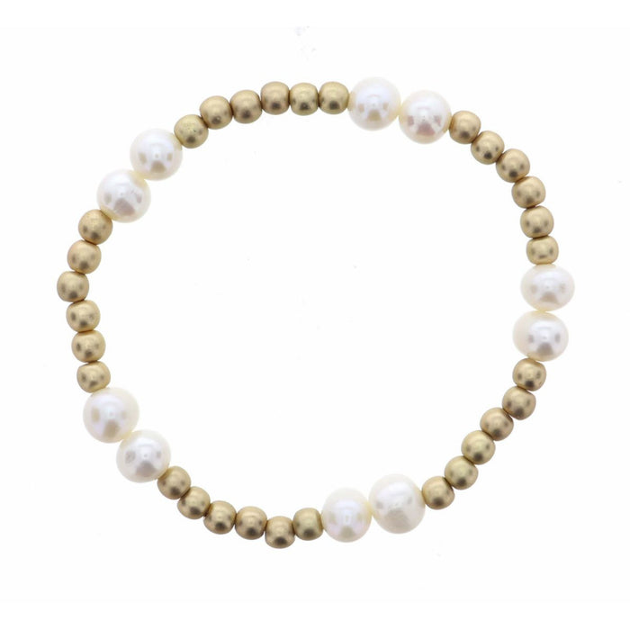 Two Pearl Gold Beaded Bracelet--Lemons and Limes Boutique