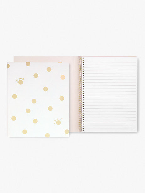 Kate Spade Gold Dot with Script Concealed Spiral Notebook--Lemons and Limes Boutique