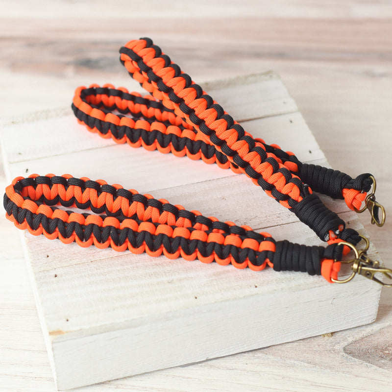Orange and Black Paracord Wrist Keychain Strap--Lemons and Limes Boutique
