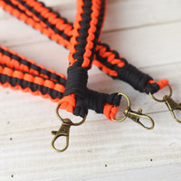 Orange and Black Paracord Wrist Keychain Strap--Lemons and Limes Boutique