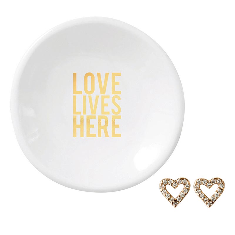 Ceramic Ring Dish & Earrings-Love Lives Here-Lemons and Limes Boutique