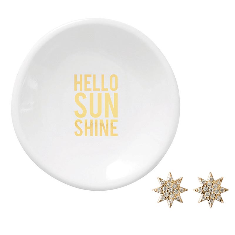 Ceramic Ring Dish & Earrings-Hello Sunshine-Lemons and Limes Boutique