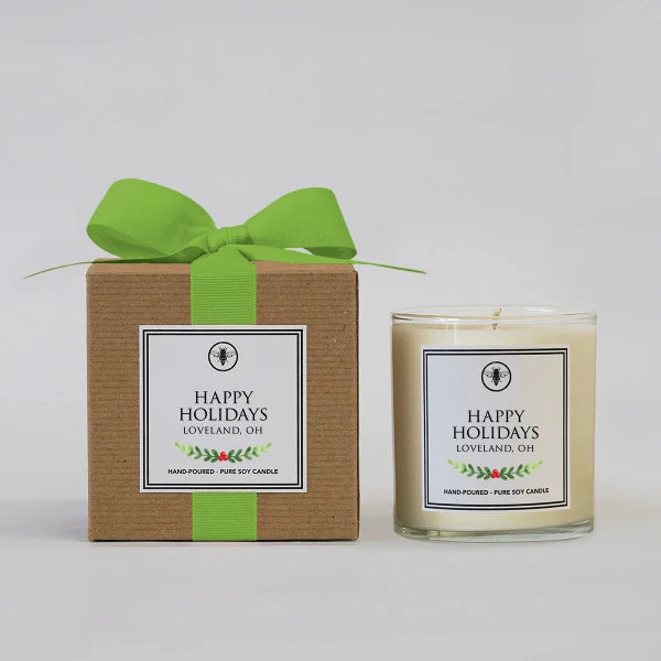 Happy Holidays Loveland Ohio, Hand Poured Candle-Lemons and Limes Boutique