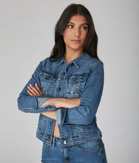 Gabriella Classic Denim Jacket in Stone Blue-Apparel-Lemons and Limes Boutique