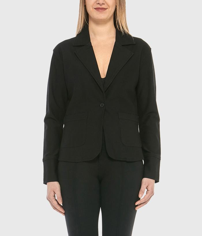 Gia Ponte Knit Blazer in Black-Apparel-Lemons and Limes Boutique