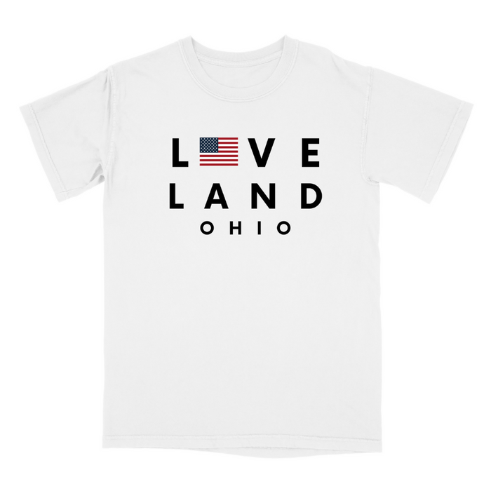 Loveland Flag T-Shirt on White-Graphic Tee-Lemons and Limes Boutique
