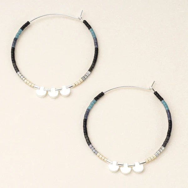 Scout Chromacolor Miyuki Large Hoop Earring in Black Multi/Silver--Lemons and Limes Boutique