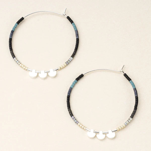 Scout Chromacolor Miyuki Large Hoop Earring in Black Multi/Silver-Lemons and Limes Boutique