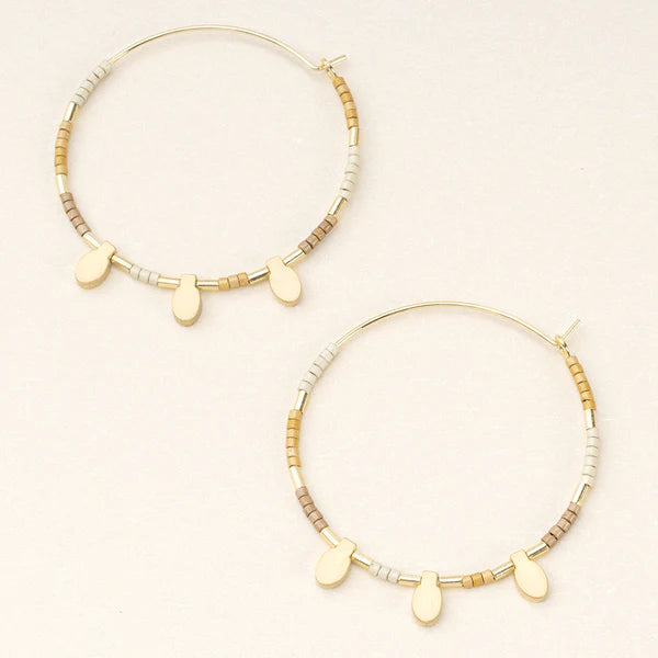 Scout Chromacolor Miyuki Large Hoop Earring in Neutral Multi/Gold-Lemons and Limes Boutique