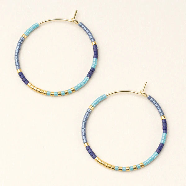Scout Chromacolor Miyuki Small Hoop Earring in Cobalt Multi/Gold--Lemons and Limes Boutique