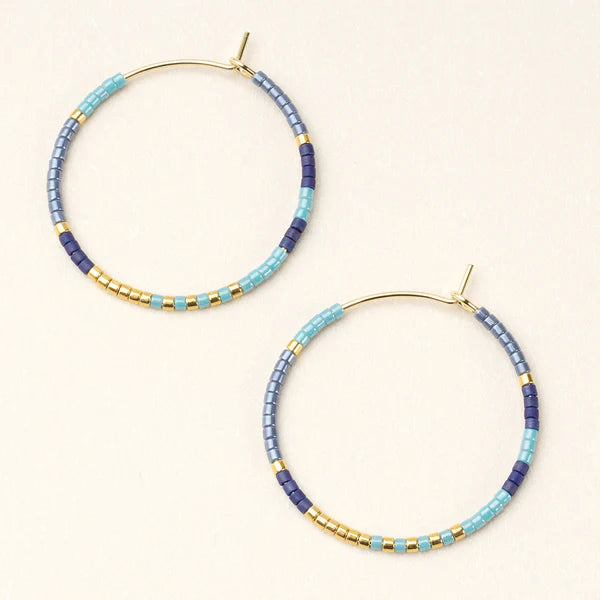 Scout Chromacolor Miyuki Small Hoop Earring in Cobalt Multi/Gold-Lemons and Limes Boutique