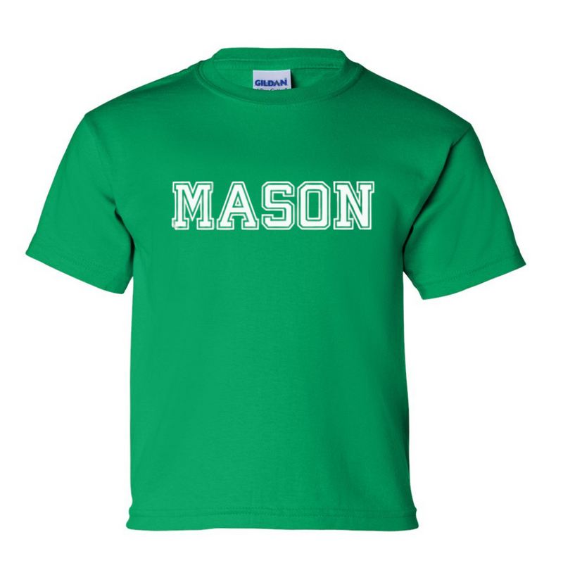 Mason White Block T-Shirt on Green-YOUTH--Lemons and Limes Boutique
