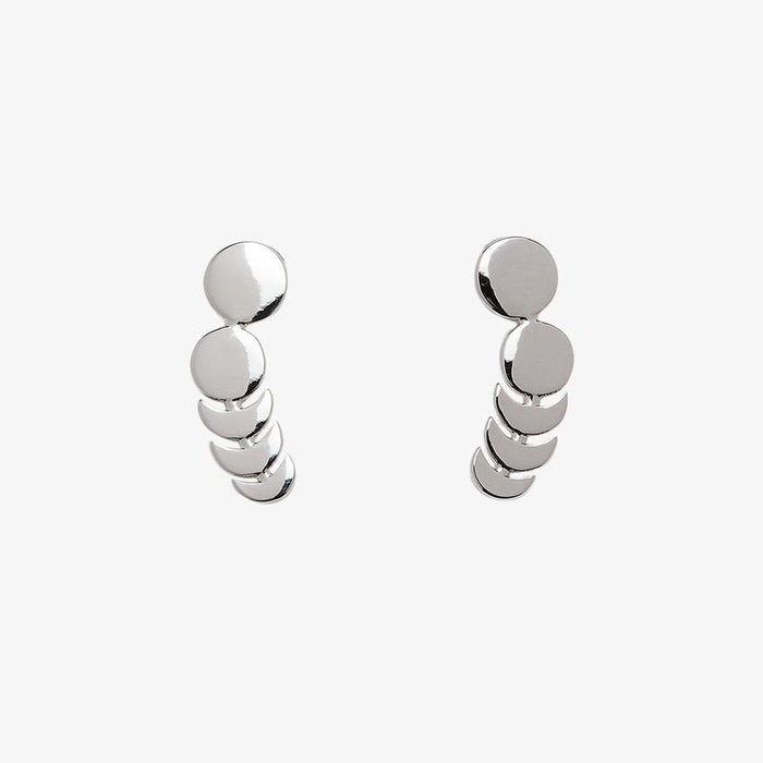Pura Vida Moon Phases Climber Earrings in Silver-Stud Earrings-Lemons and Limes Boutique