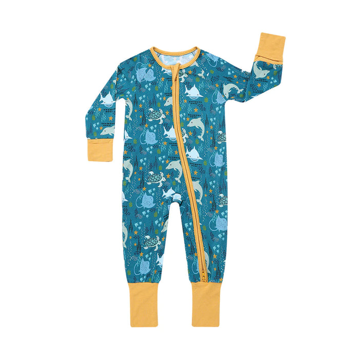 Ocean Friends Viscose Baby Convertible Bamboo Zippy Pajama--Lemons and Limes Boutique
