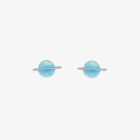 Pura Vida Opal Saturn Stud Earrings in Silver-Earrings-Lemons and Limes Boutique