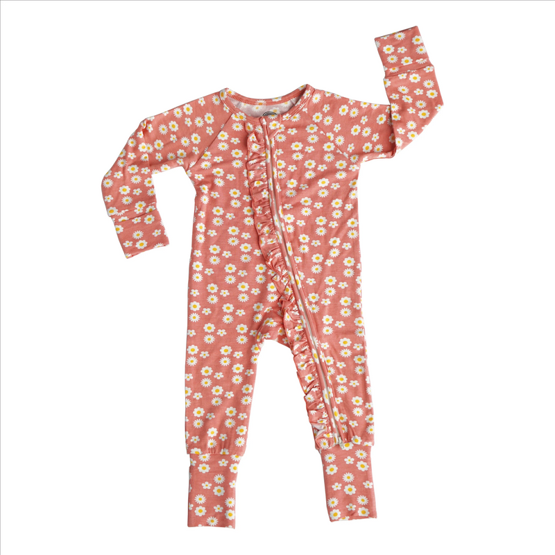 Rose Daisy Bamboo Convertible Footie Pajama--Lemons and Limes Boutique