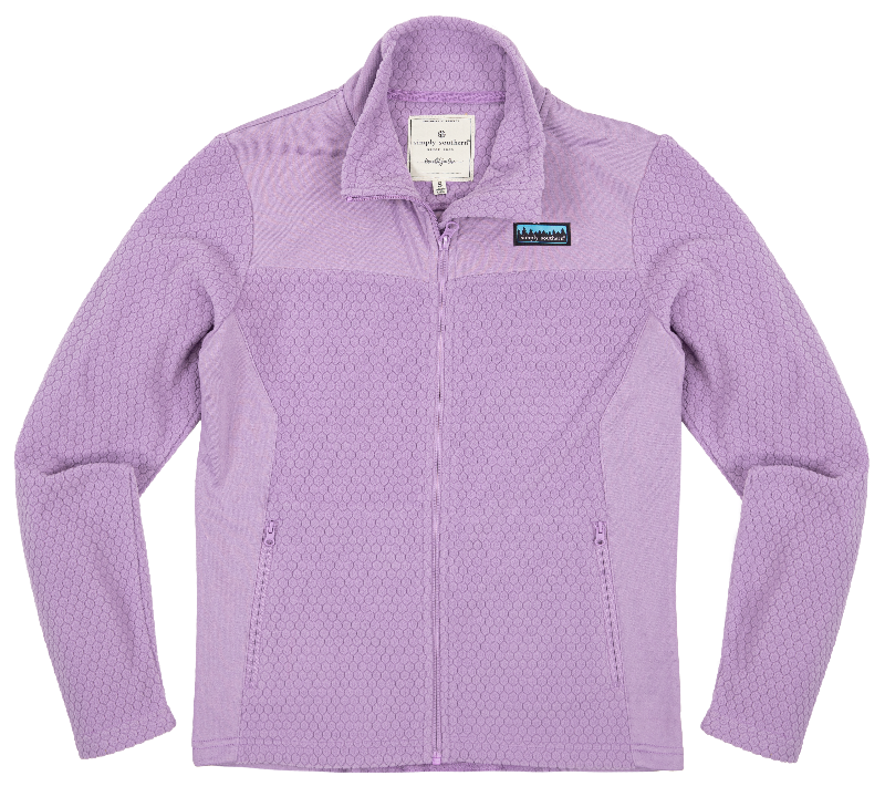 Simply Southern Recycled Zip Up Jacket in Lavender-Apparel-Lemons and Limes Boutique