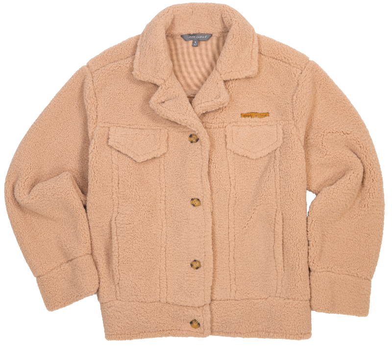 Simply Southern Soft Sherpa Jacket in Camel-Apparel-Lemons and Limes Boutique
