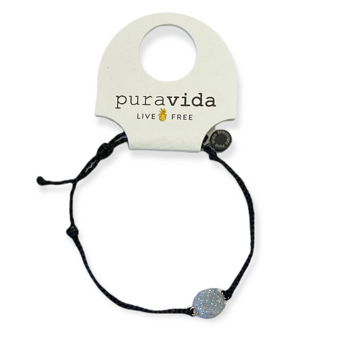Pura Vida- Rainbow Geode Silver Bracelet in Black-Bracelets-Lemons and Limes Boutique