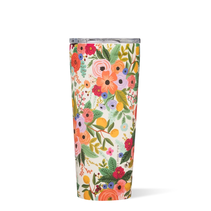24oz Tumbler in Rifle Paper Garden Party Corkcicle-Lemons and Limes Boutique