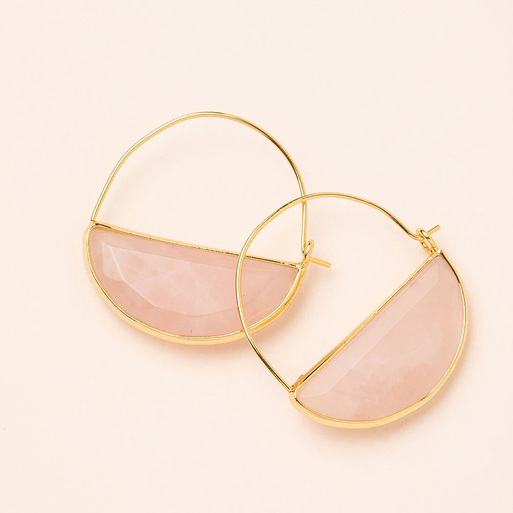 Scout Stone Prism Hoop-Rose Quartz Gold-Lemons and Limes Boutique