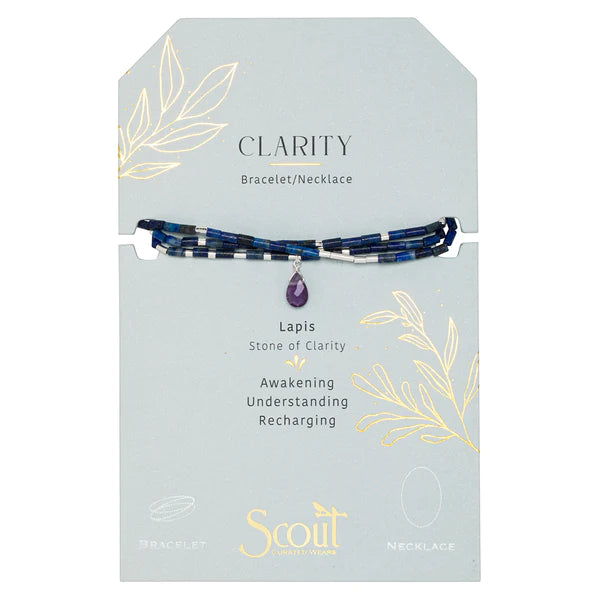 Scout Teardrop Stone Wrap in Lapis/Amethyst/Silver - Stone of Clarity--Lemons and Limes Boutique
