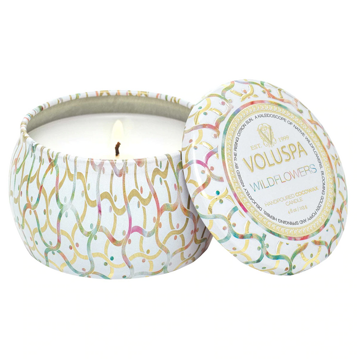 Voluspa Wildflowers Mini Tin Candle-Lemons and Limes Boutique
