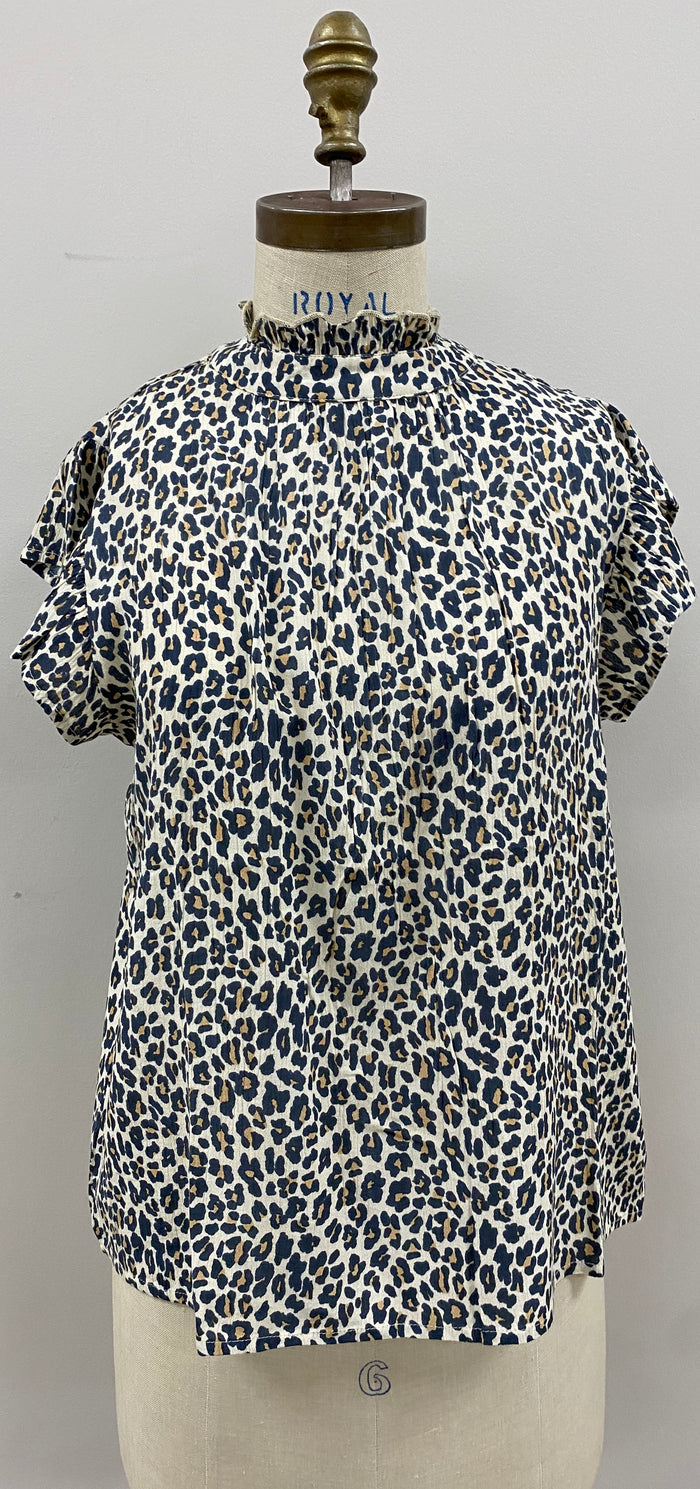 Ruffle Sleeve Top in Leopard-Lemons and Limes Boutique