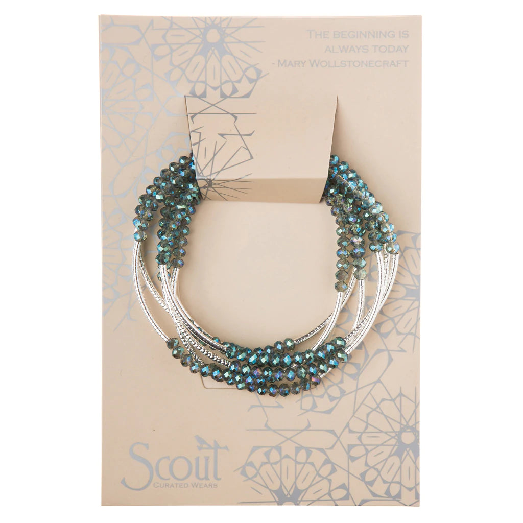 Scout Wrap-Bracelet/Necklace Seabreeze Silver--Lemons and Limes Boutique