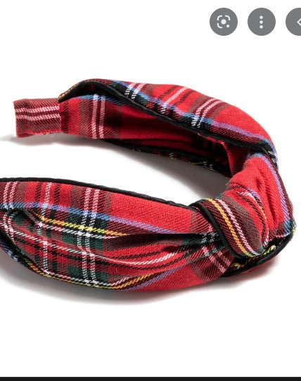 Knotted Plaid Headband in Red by Shiraleah-Lemons and Limes Boutique