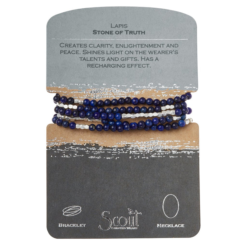 Stone Wrap Bracelet/Necklace in Lapis Stone of Truth-Bracelet-Lemons and Limes Boutique