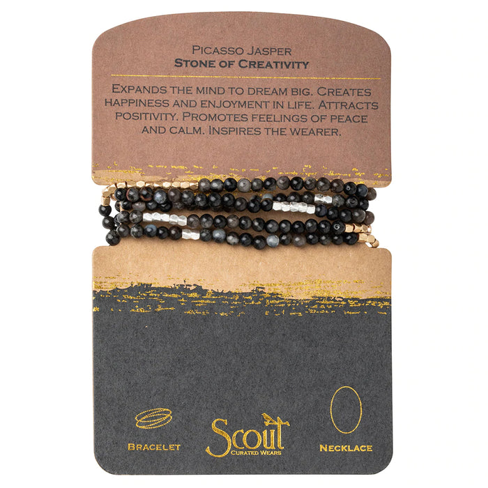 Stone Wrap Bracelet/Necklace -Picasso Jasper-Bracelet-Lemons and Limes Boutique