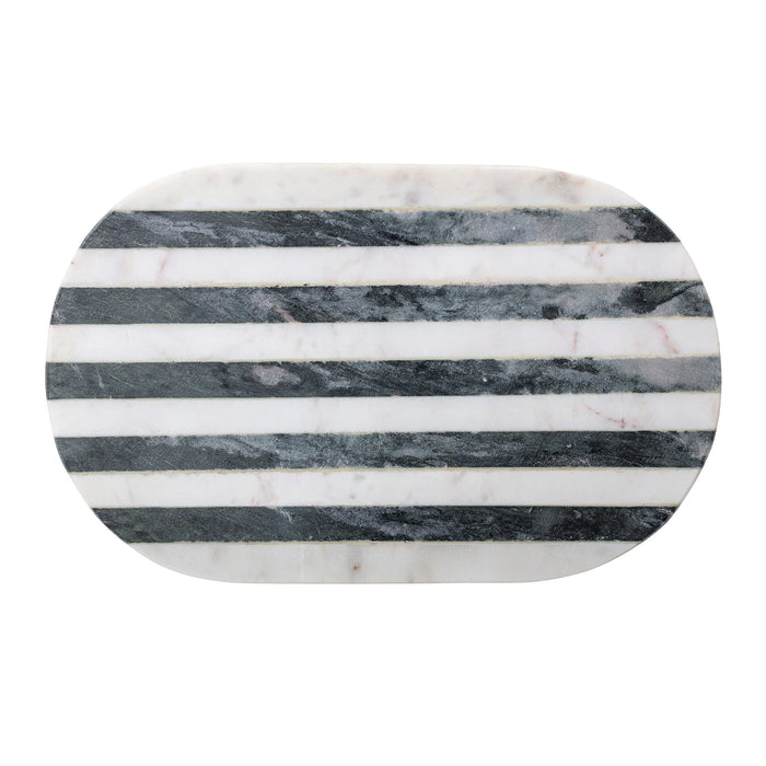 Marble Tray/Cutting Board w/ Black & White Stripe-Decor-Lemons and Limes Boutique