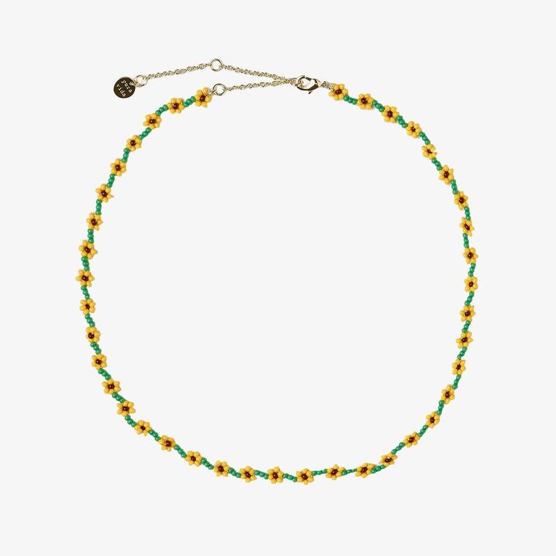 Pura Vida- Flower Seed Bead Choker in Sunflower-Necklace-Lemons and Limes Boutique