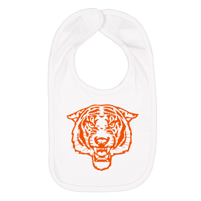 Fierce Tiger on White Baby Bib--Lemons and Limes Boutique