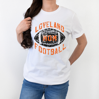 Loveland Football Mom T-Shirt on White--Lemons and Limes Boutique