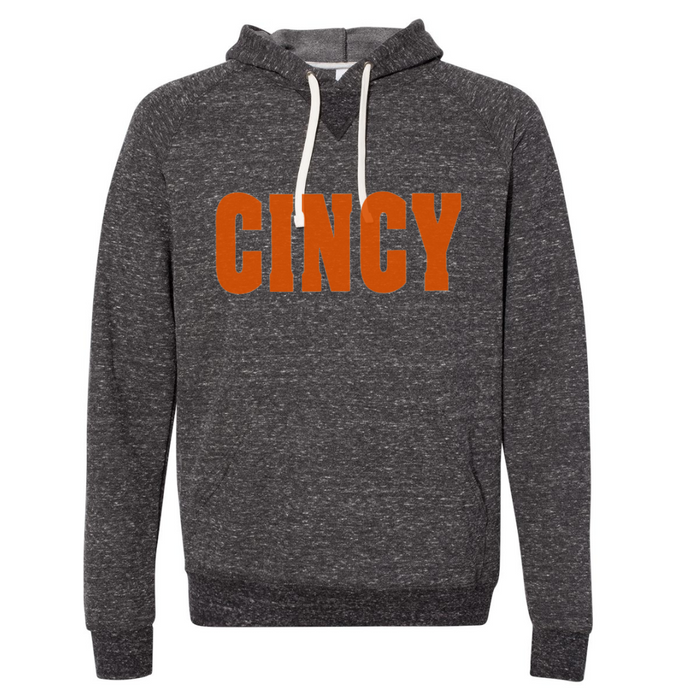 CINCY Block Snow Heather French Terry Hoodie on Black Ink-Lemons and Limes Boutique