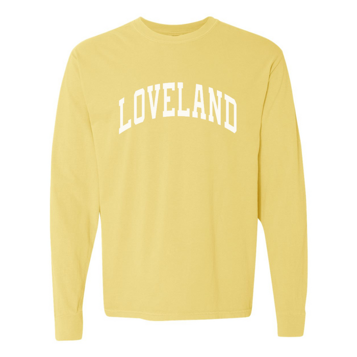 Curved Loveland on Yellow Long Sleeve--Lemons and Limes Boutique
