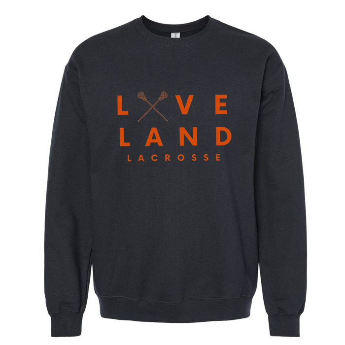 Loveland Lacrosse Sweatshirt on Black--Lemons and Limes Boutique
