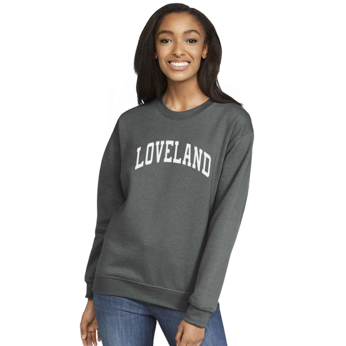 Loveland Curved Sweatshirt on Charcoal--Lemons and Limes Boutique