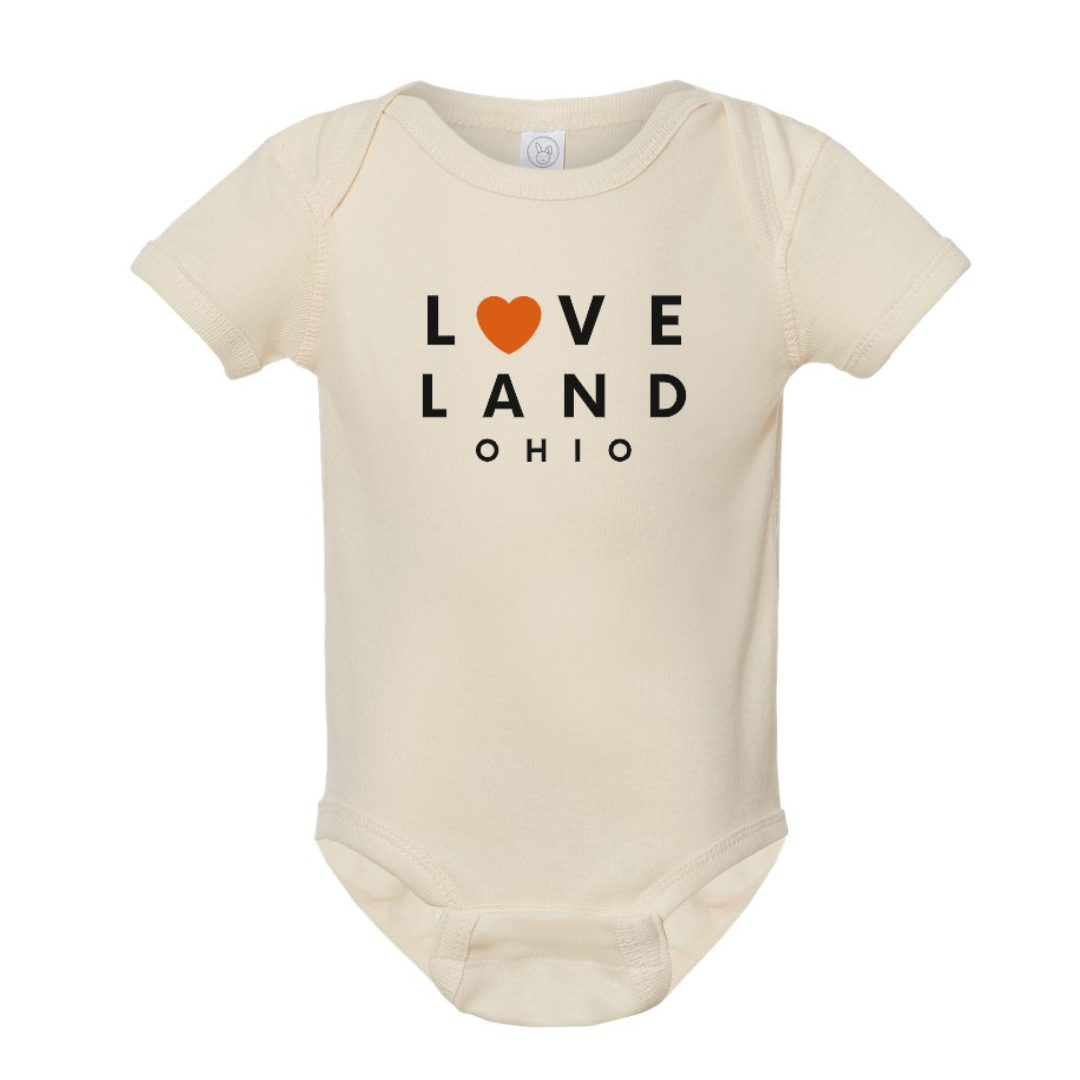 Loveland Heart Short Sleeve Body Suit on Cream-Lemons and Limes Boutique