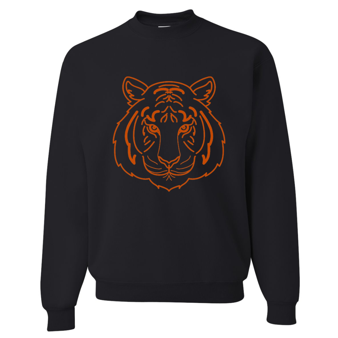 Tiger Face Sweatshirt on Black--Lemons and Limes Boutique