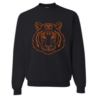 Tiger Face Sweatshirt on Black--Lemons and Limes Boutique