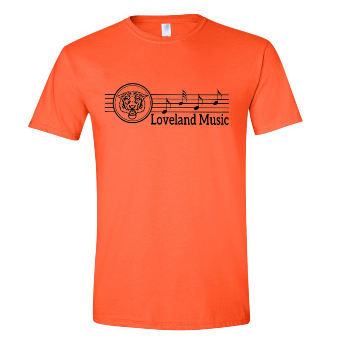 Loveland Tiger Music T-Shirt on Orange--Lemons and Limes Boutique