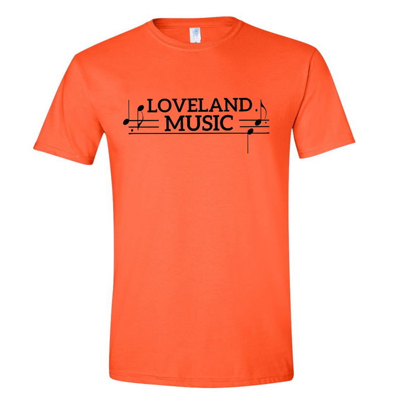 Loveland Music T-Shirt on Orange--Lemons and Limes Boutique