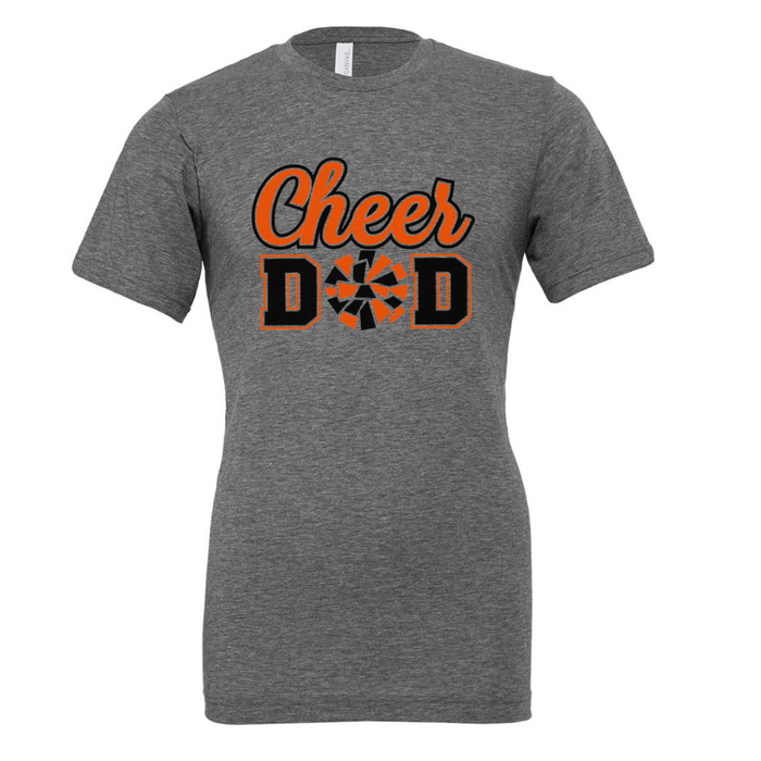 Cheer Dad Black and Orange T-Shirt on Deep Heather--Lemons and Limes Boutique