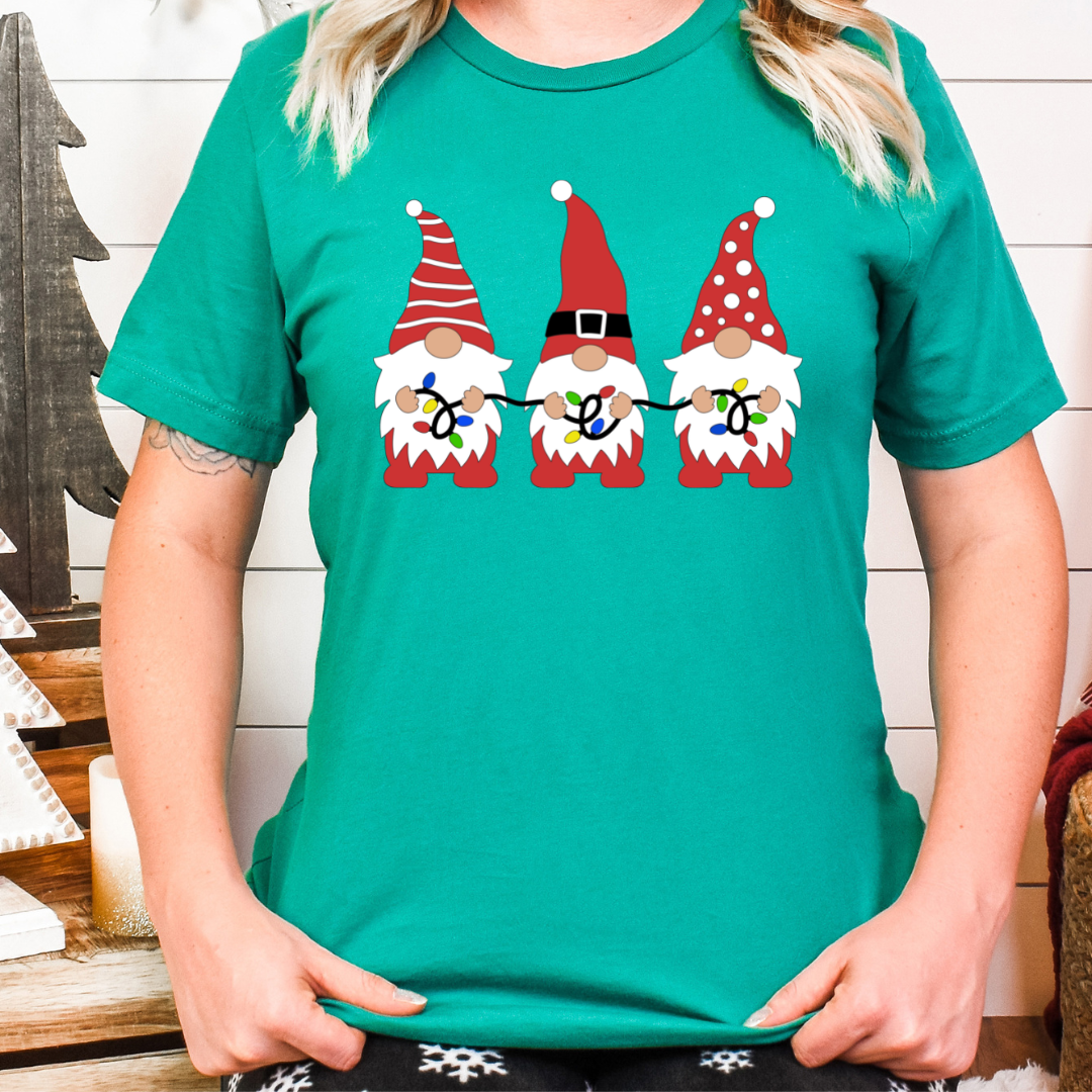 Holiday Gnomes T-Shirt on Heathered Green-Lemons and Limes Boutique