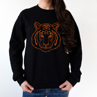 Tiger Face Sweatshirt on Black--Lemons and Limes Boutique